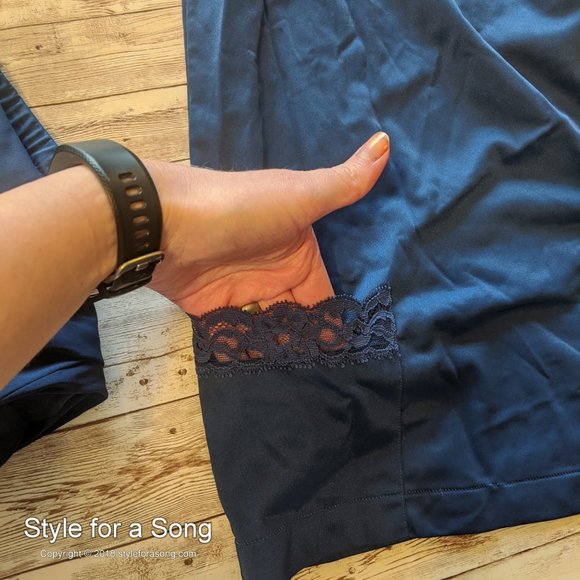 Vintage Mid Century Navy Silky Pajama Set 38 - Picture 5 of 16